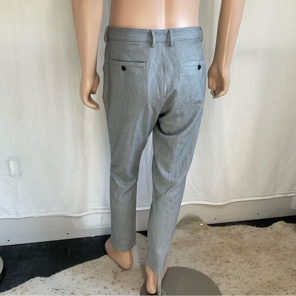 Zara Men's Basic Flat Front Slim Fit Straight Trousers Dress Pants Gray Size 34 - Picture 5 of 12